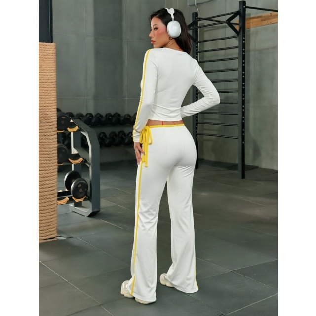 Colorblock Striped Casual Two Pieces Pant Set