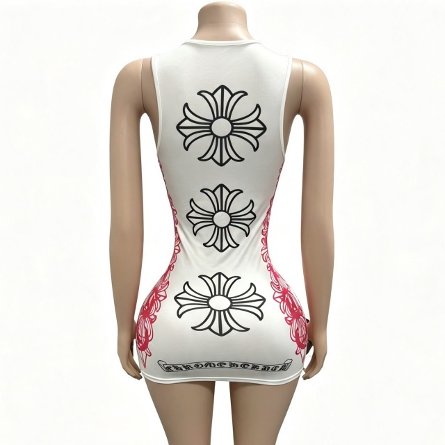 Contrast Color Printed Sleeveless Fitted Mini Dress