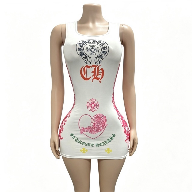 Contrast Color Printed Sleeveless Fitted Mini Dress