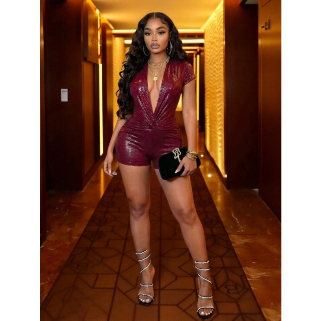 Deep V Fitted Romper