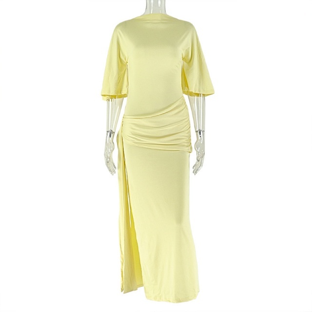 Open Back High Legs Partywear Maxi Dress