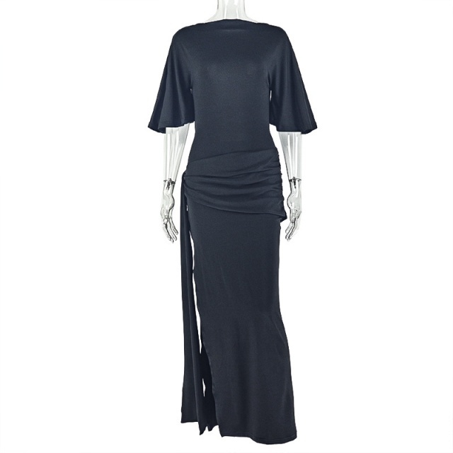 Open Back High Legs Partywear Maxi Dress