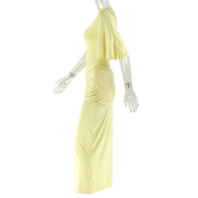 Open Back High Legs Partywear Maxi Dress