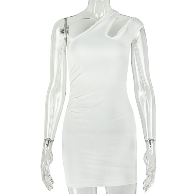 Single Shoulder Cut Out Bodycon Mini Dress
