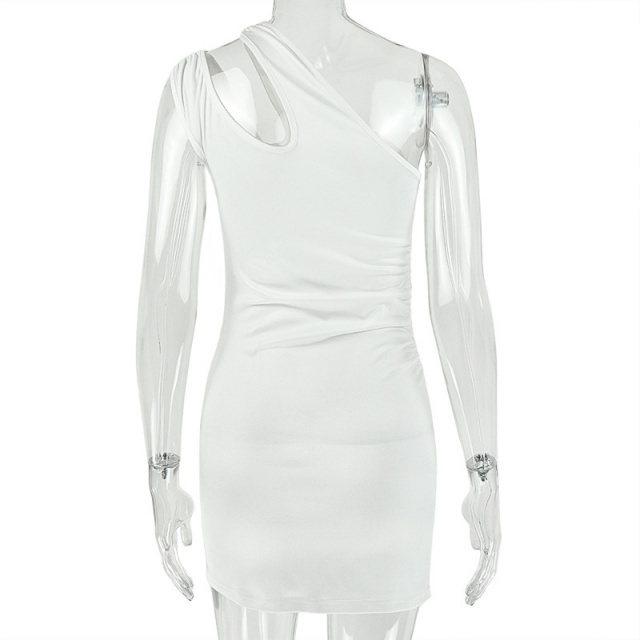 Single Shoulder Cut Out Bodycon Mini Dress