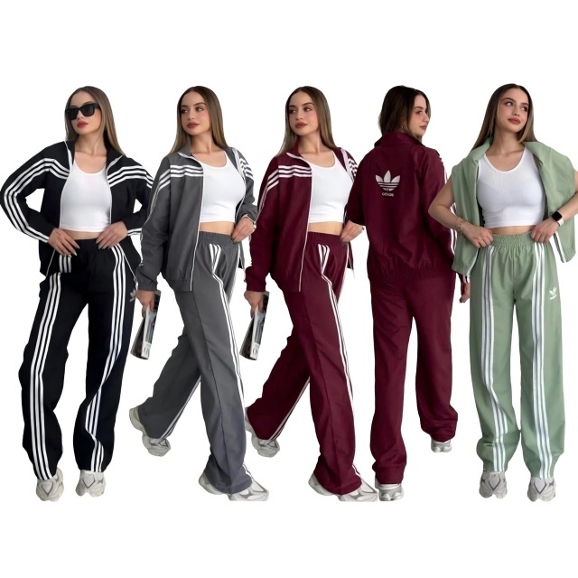 Striped Jacket Top Fall Tracksuit Set