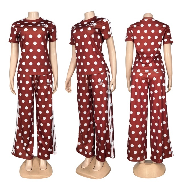 Polka Dots Fashion Short Sleeve Jogging Suit