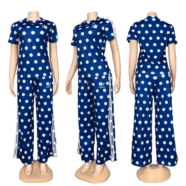 Polka Dots Fashion Short Sleeve Jogging Suit