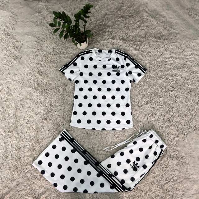 Polka Dots Fashion Short Sleeve Jogging Suit