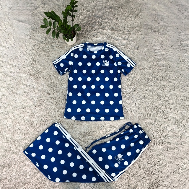 Polka Dots Fashion Short Sleeve Jogging Suit