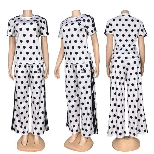 Polka Dots Fashion Short Sleeve Jogging Suit