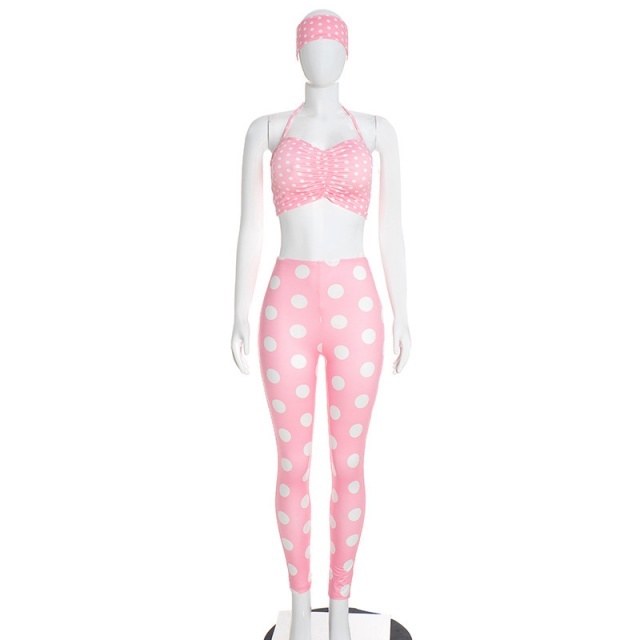 Polka Dots Halter Tank Top Slim Fit Legging Set