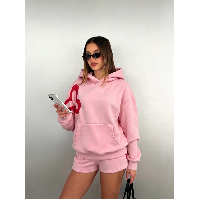 Casual Style Hooded Hoodies Top Short Set