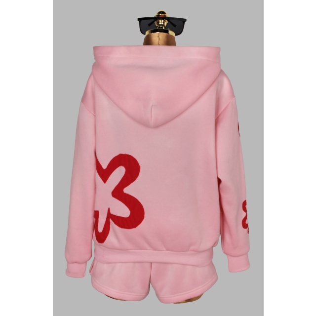 Casual Style Hooded Hoodies Top Short Set