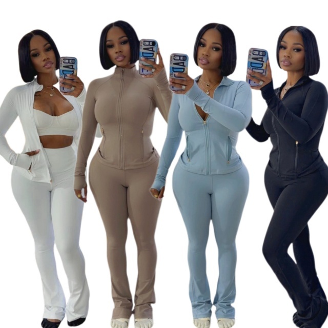 Fashion Basic Zipper Fall Tracksuit Set