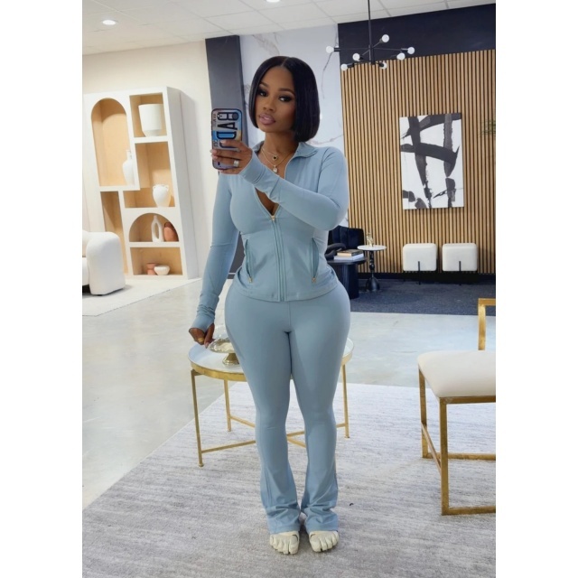 Fashion Basic Zipper Fall Tracksuit Set