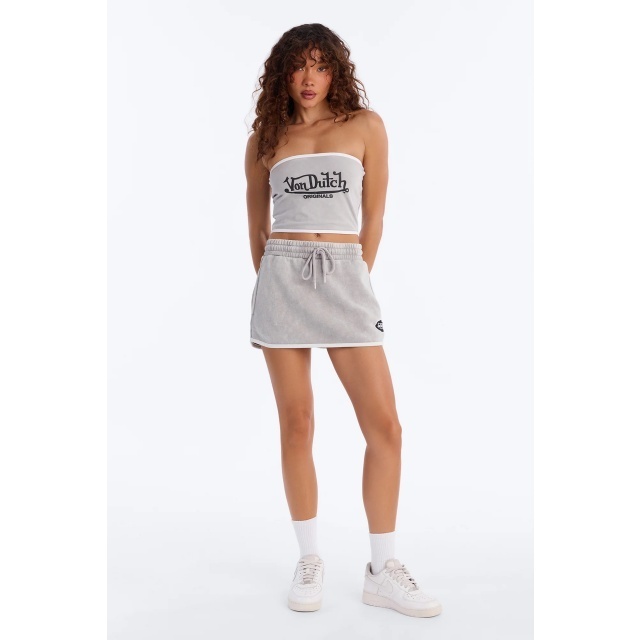 Letters Printed Tube Top Slim Fitted Skirt Set