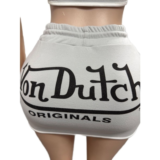 Letters Printed Tube Top Slim Fitted Skirt Set