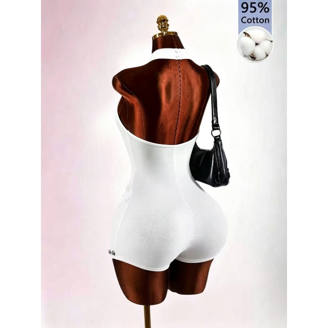 Riveted Hollow Out Slim Fitted Romper