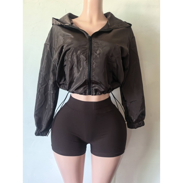 Solid Color Jogger Style Two Pieces Short Set
