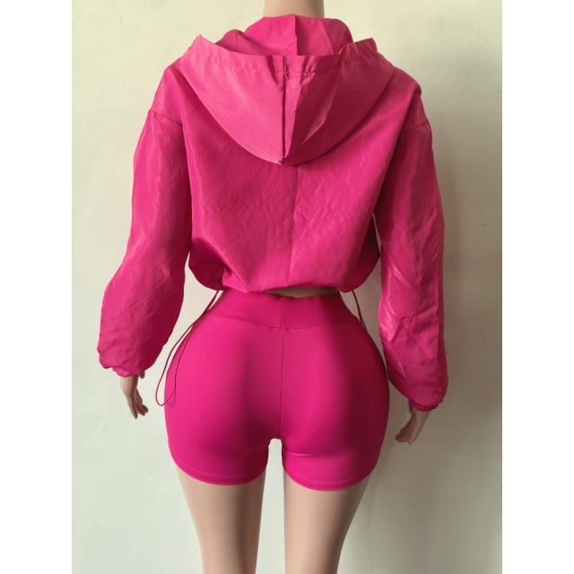 Solid Color Jogger Style Two Pieces Short Set