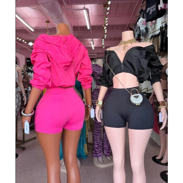 Solid Color Jogger Style Two Pieces Short Set