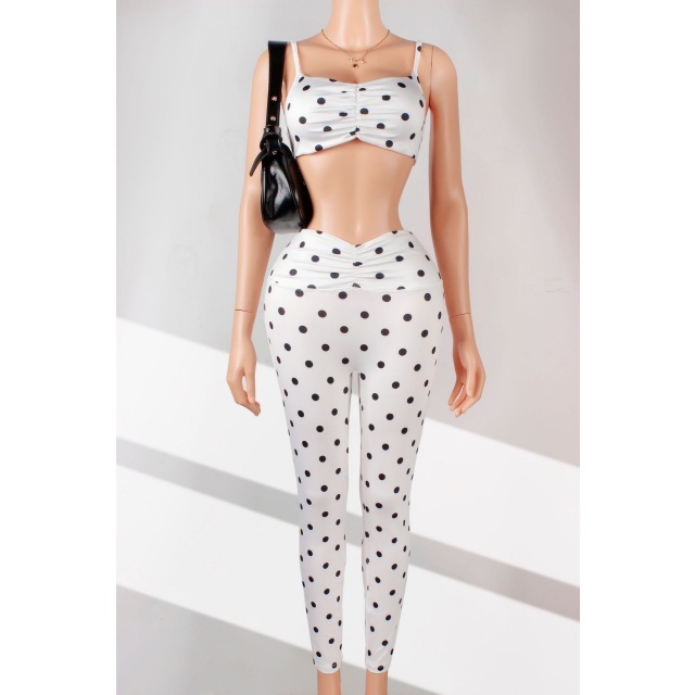Dots Printed Cami Tank Top Skinny Pant Set
