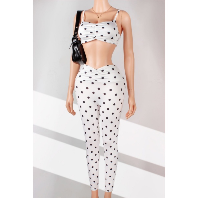 Dots Printed Cami Tank Top Skinny Pant Set