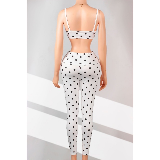 Dots Printed Cami Tank Top Skinny Pant Set