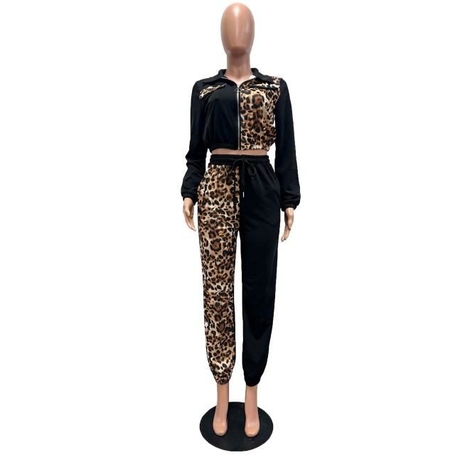 Leopard Colorblock Jogger Pant Set