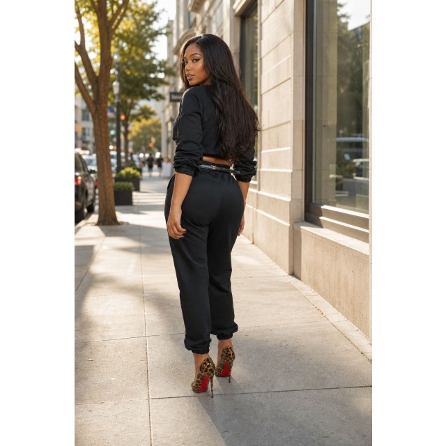 Leopard Colorblock Jogger Pant Set