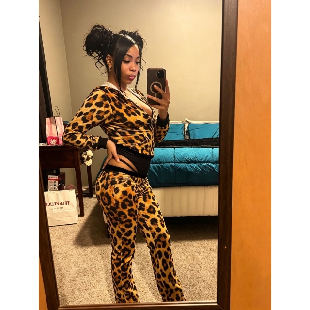 Printed Fashion Hooded Top Casual Pant Set