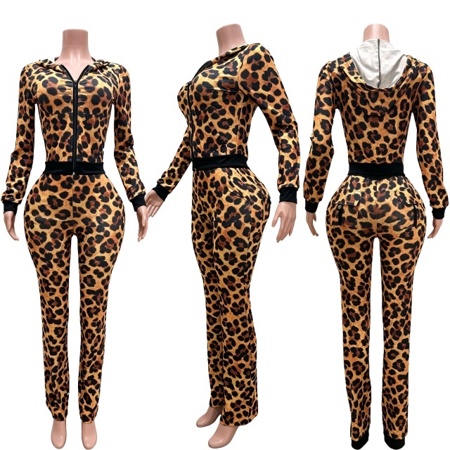 Printed Fashion Hooded Top Casual Pant Set