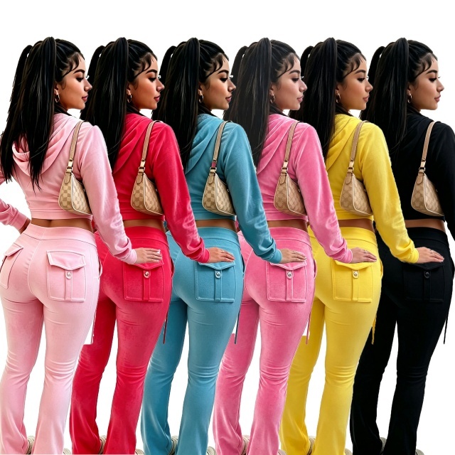 Solid Color Thermal Fleece Pocketed Pant Set