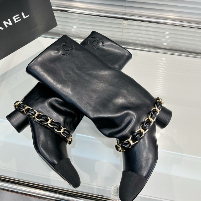 Leather Fashion Chunky Long Boots