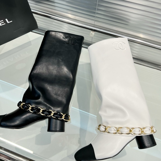 Leather Fashion Chunky Long Boots