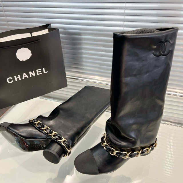Leather Fashion Chunky Long Boots