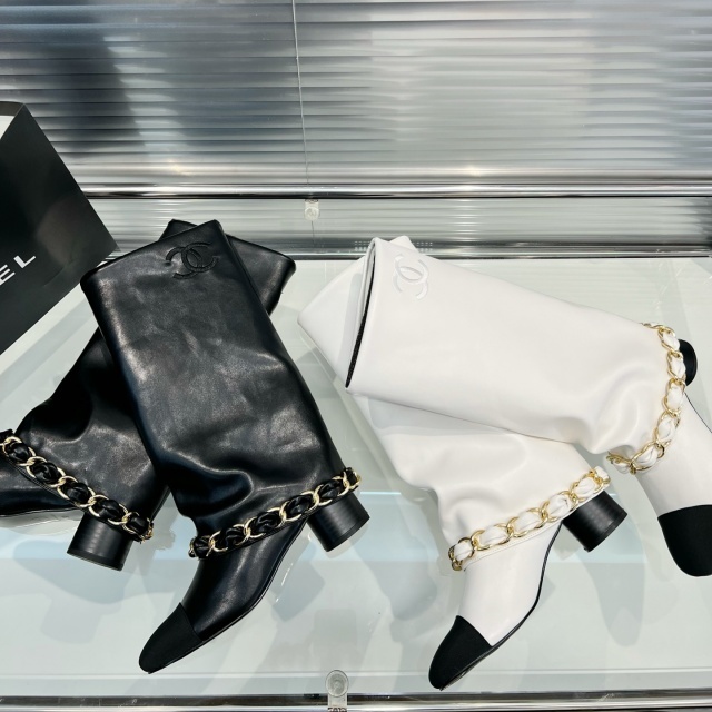 Leather Fashion Chunky Long Boots