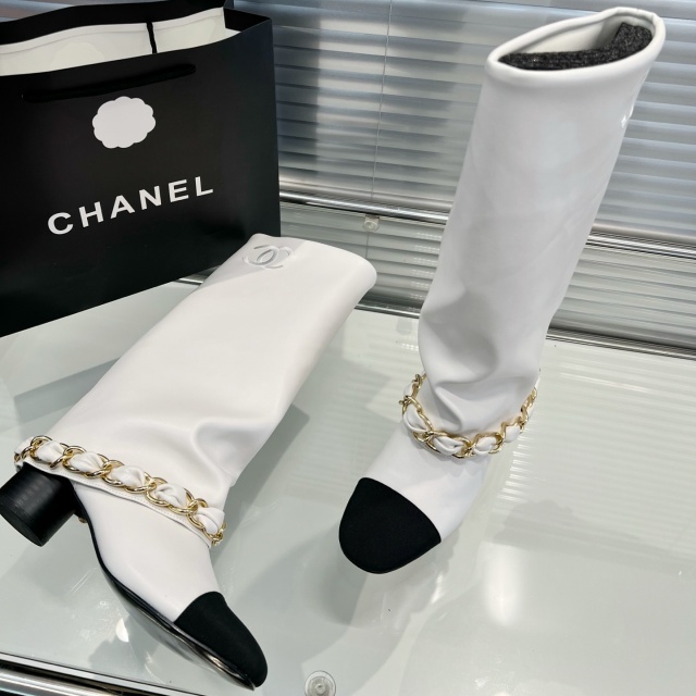 Leather Fashion Chunky Long Boots