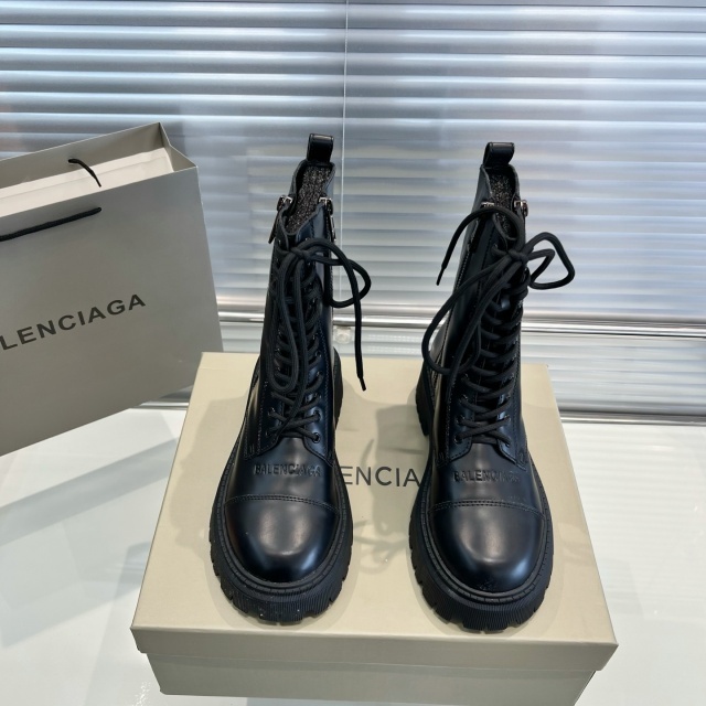 Leather Fashion Lace-Up Ankle Boots