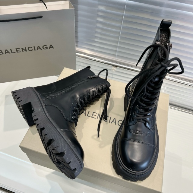 Leather Fashion Lace-Up Ankle Boots