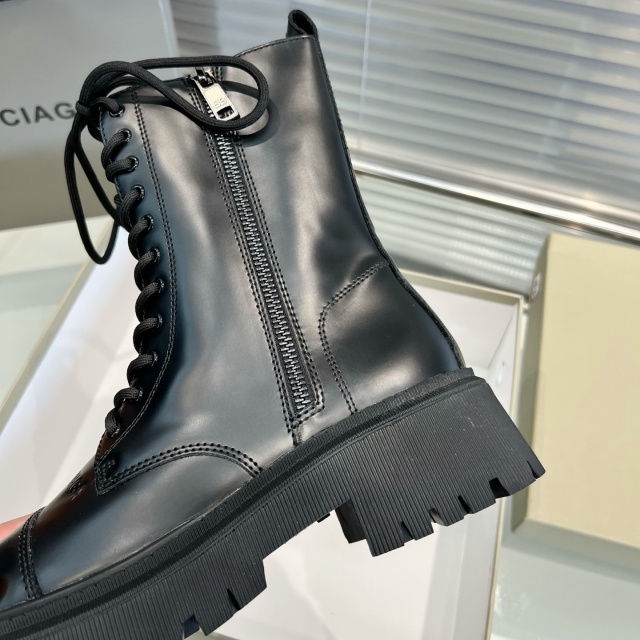 Leather Fashion Lace-Up Ankle Boots