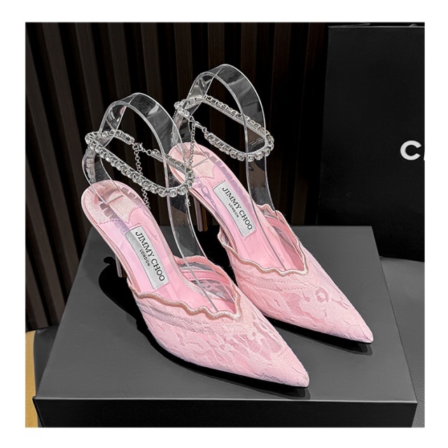 Pointed Toe Crystal High Heeled Sandals