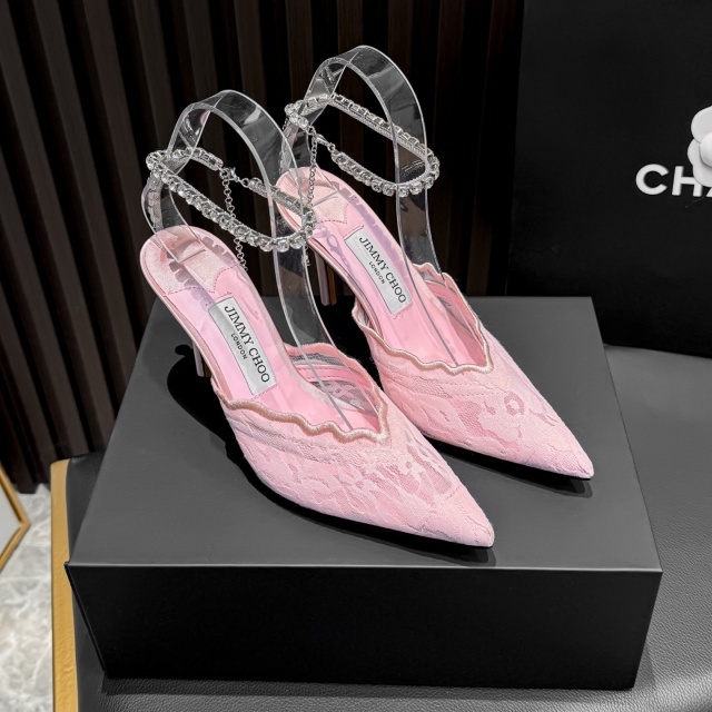 Pointed Toe Crystal High Heeled Sandals
