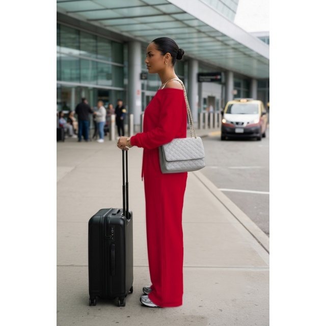 Solid Color Casual Style Wide Legs Pant Set