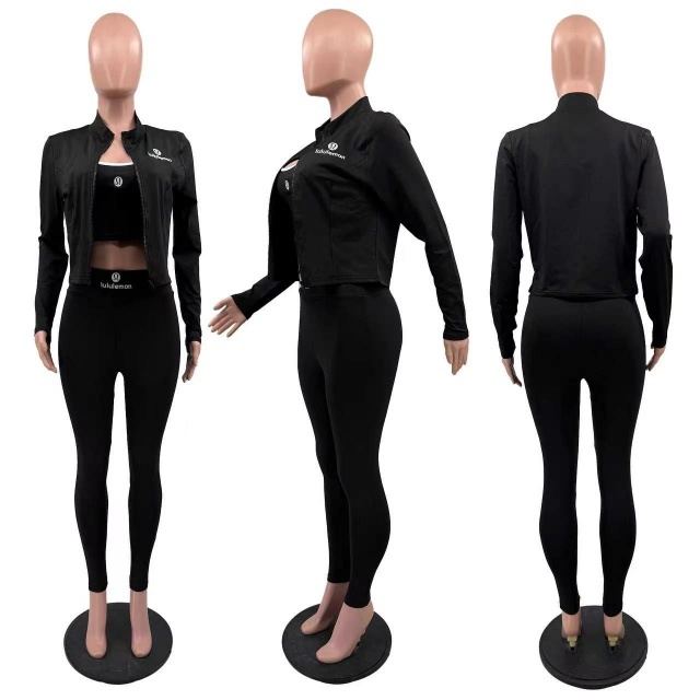 Fashion Breathable 3 Piece Yoga Tracksuit Set