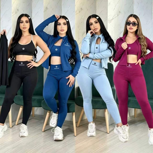 Fashion Breathable 3 Piece Yoga Tracksuit Set