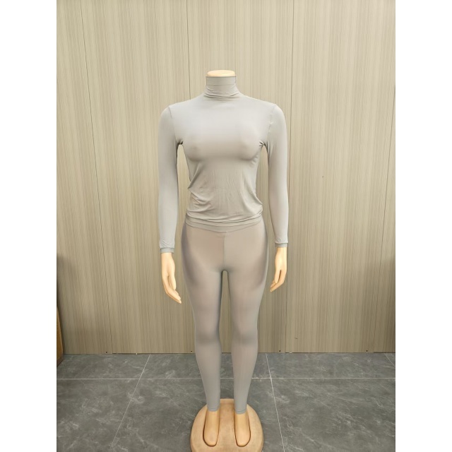 High Elasticity Seamless High Neck Top Legging Set