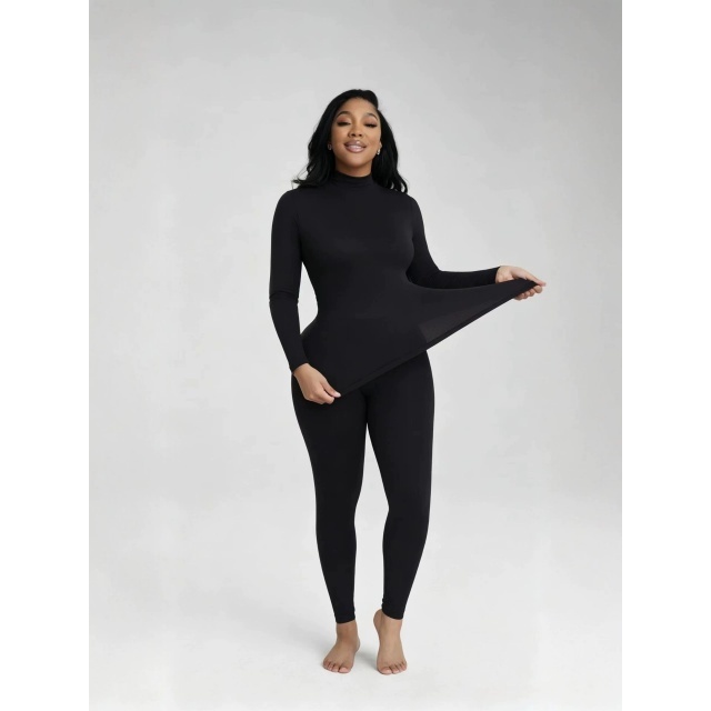 High Elasticity Seamless High Neck Top Legging Set