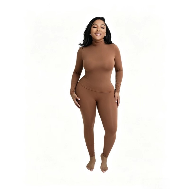 High Elasticity Seamless High Neck Top Legging Set